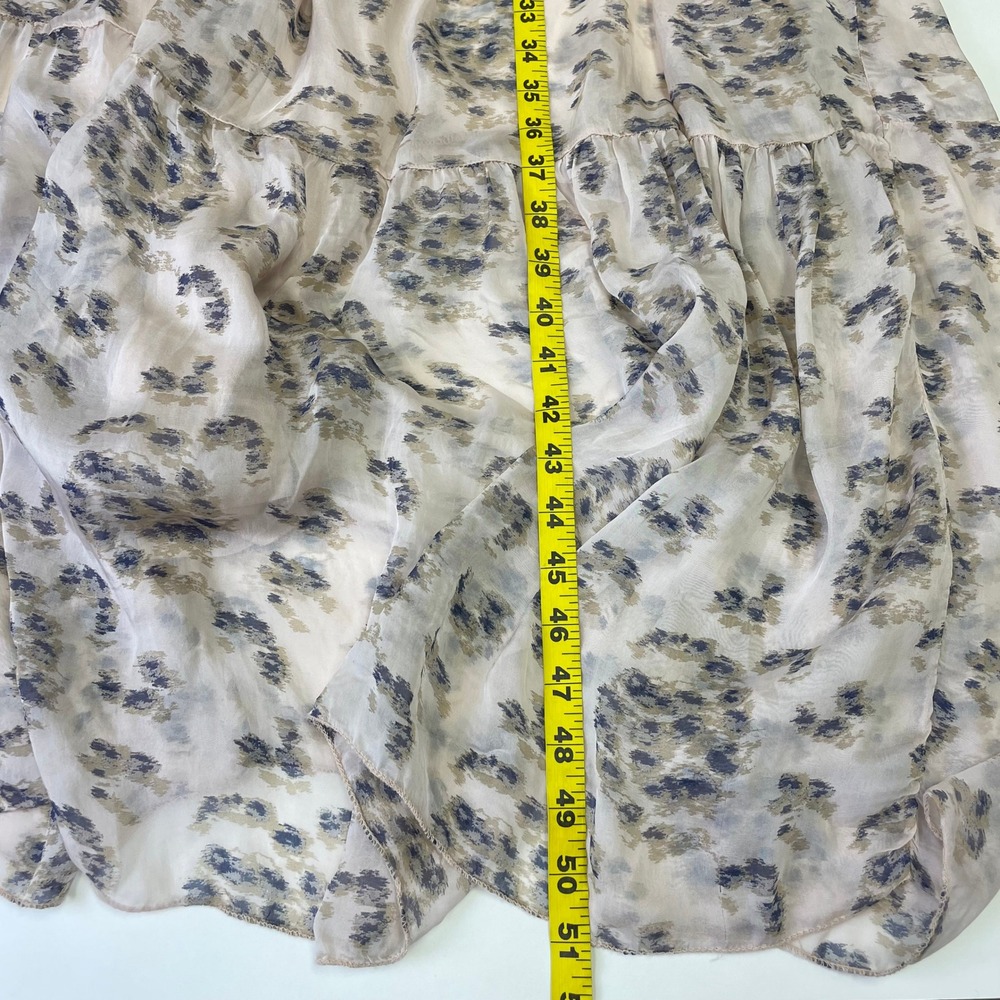 Elena Baldi Italy Silk Blend Tiered Maxi Dress Beige Blue Print Small - Picture 15 of 15